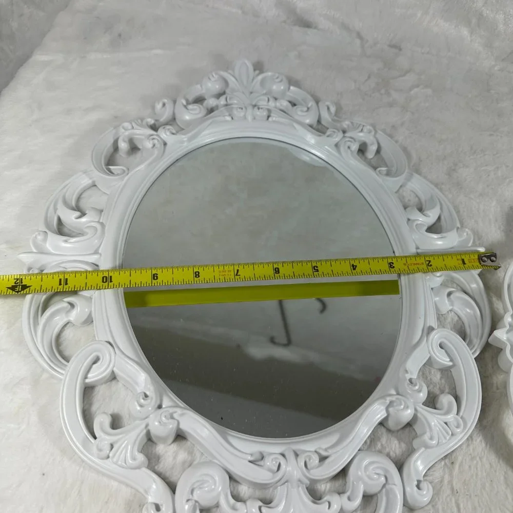 White Oval Vintage Wall Mirror 11.5 x 15 Inch
